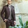 Traje novio cuello Mao granate Ref. 1647/5403