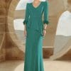 Vestido largo peplum fantasía puño verde Ref. 715