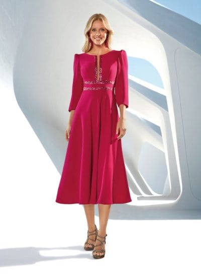 Vestido midi escote con tul y lentejuelas buganvilla Ref. 831