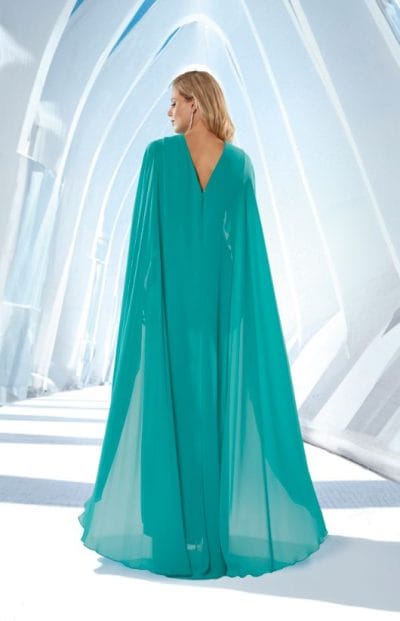 Alternative view of Vestido largo cuerpo blonda turquesa Ref. 810