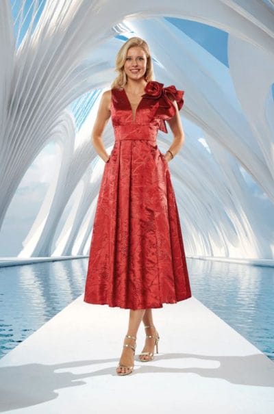 Vestido midi flor en hombro Ref. 835