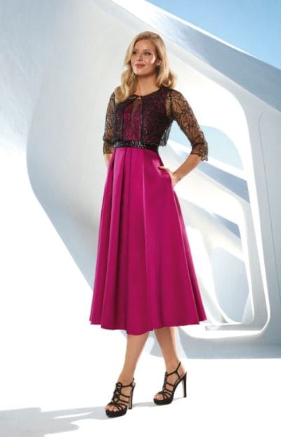 Vestido midi mikado buganvilla Ref. 833-834