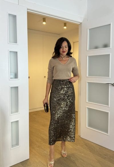 Alternative view of Falda lentejuelas doradas Ref. 424-208