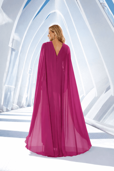 Alternative view of Vestido largo cuerpo blonda magenta Ref. 810