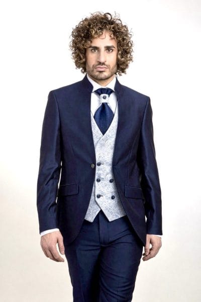 Traje azul marino cuello mao Ref. Teide