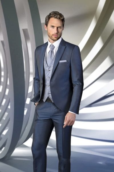 Traje de novio azul marino cuello solapa Ref. 1750/5501