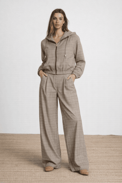 Conjunto chaqueta cuadros beige Ref. 267649/63