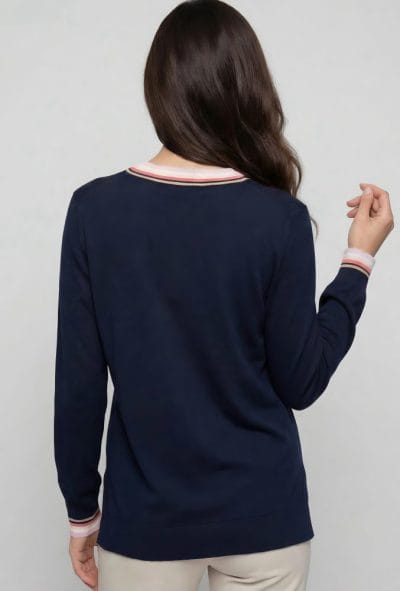 Alternative view of Jersey azul marino cuello pico multicolor Ref. 26080