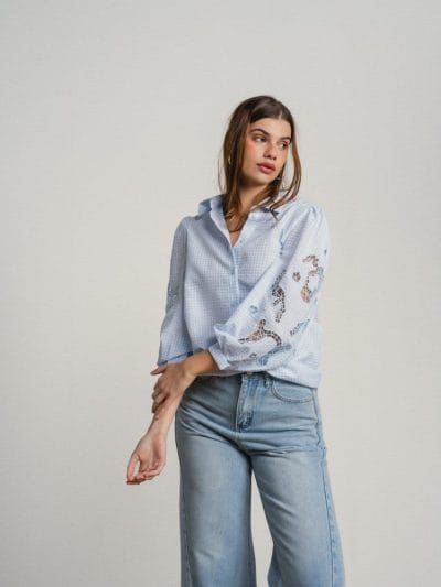 Camisa bordado calado azul Ref. 269426