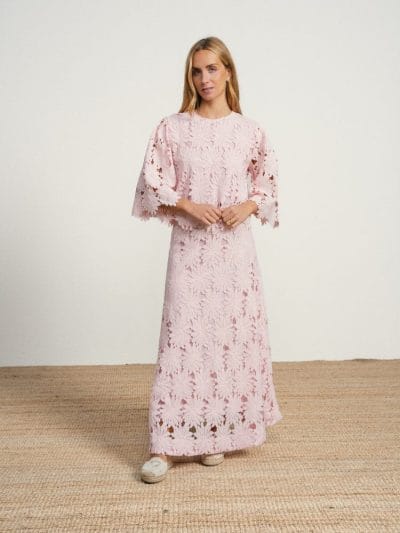 Conjunto falda larga y top de encaje rosa Ref. 267641