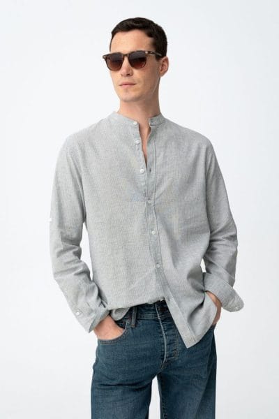 Camisa rayas verticales verde agua Ref. Virgil