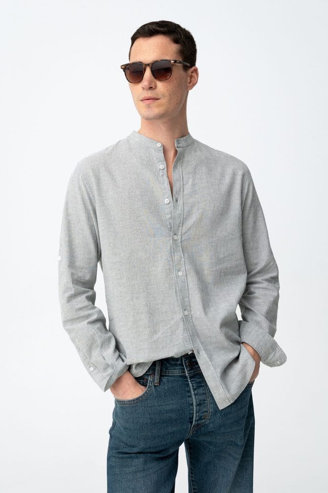 Camisa rayas verticales verde agua Ref. Virgil