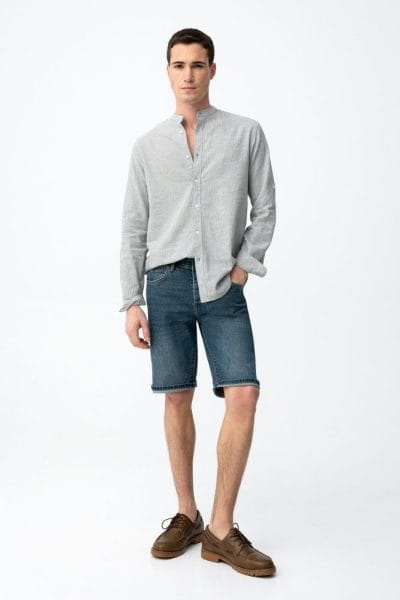 Alternative view of Camisa rayas verticales verde agua Ref. Virgil