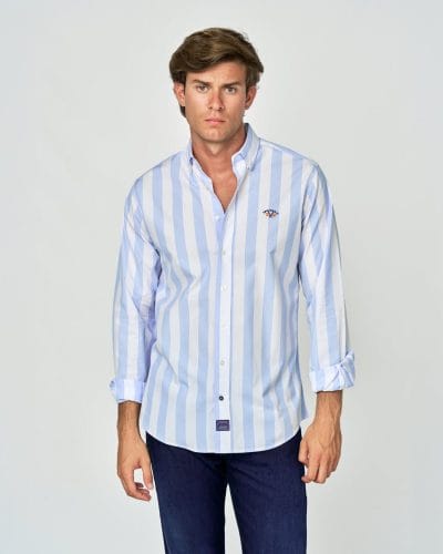 Spagnolo Camisa popelin rayas blanco y celeste Ref. 10400
