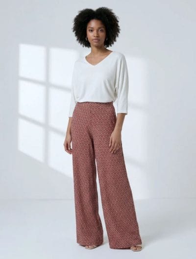 SURKANA Pantalón estampado pierna ancha teja Ref. Hice