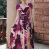 Vestido largo estampado plumas Ref. 2910