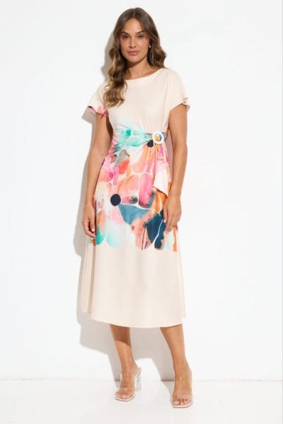 Vestido largo estampado broche Ref. 30914