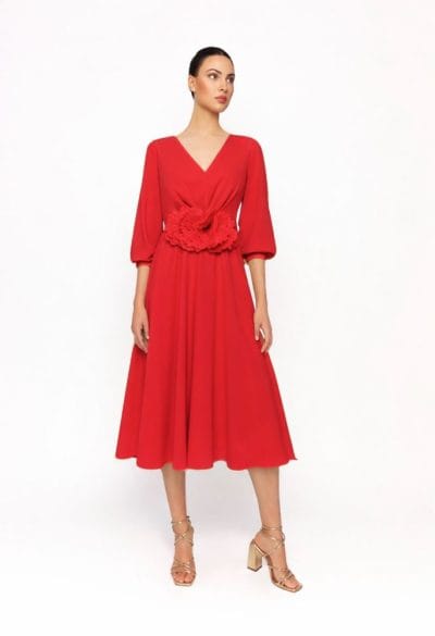 Vestido corto rojo flor Ref. 1013.05