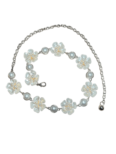 Cinturón flores nácar y perlas