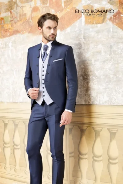 Traje de Novio Mao Botones Azul Ref. 8606/4800/43