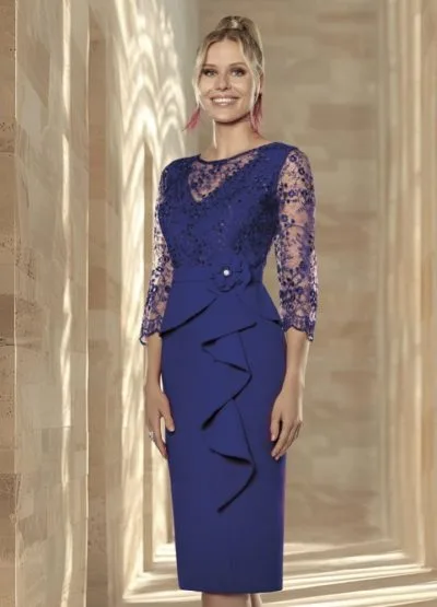 Vestido corto madrina azul Ref. 723