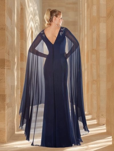 Alternative view of Vestido largo pedrería capa marino Ref. 707