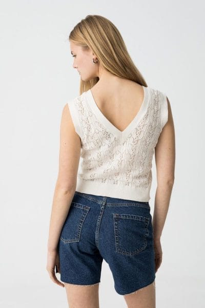 Alternative view of Top calado de punto beige Ref. Carmese