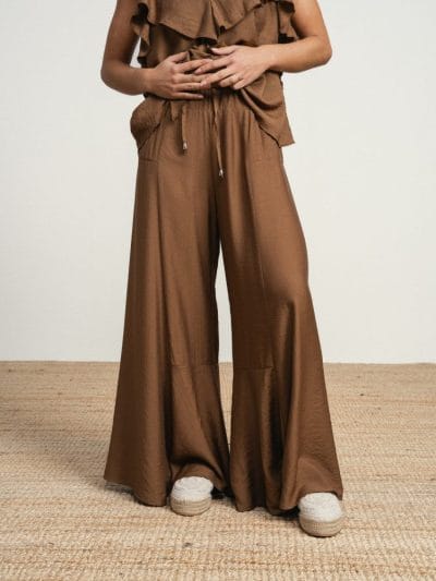 Pantalón amplio elástico marrón cobre Ref. 269607