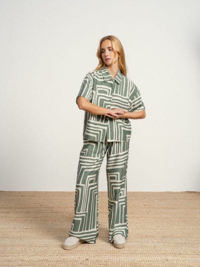 Conjunto camisa y pantalón estampado verde Ref. 269620