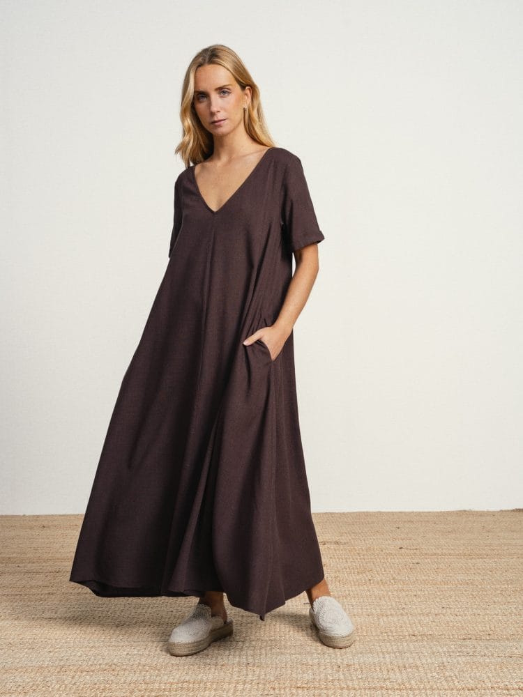Vestido largo amplio marrón Ref. 269627