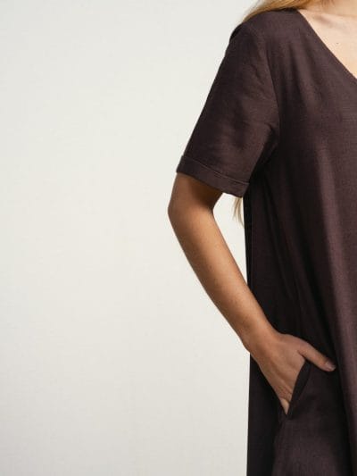 Alternative view of Vestido largo amplio marrón Ref. 269627