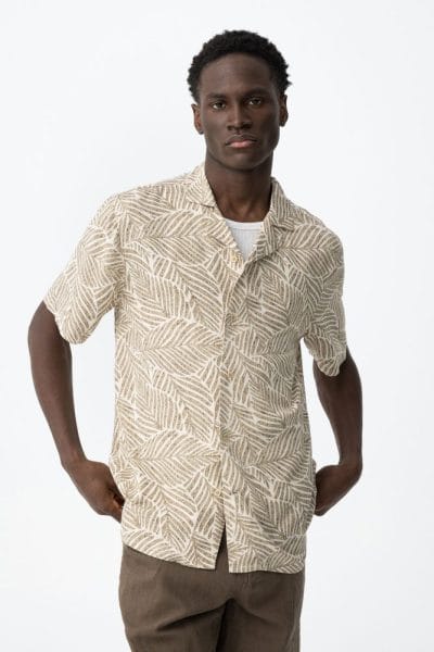 Camisa manga corta estampada beige Ref. Vincenzo