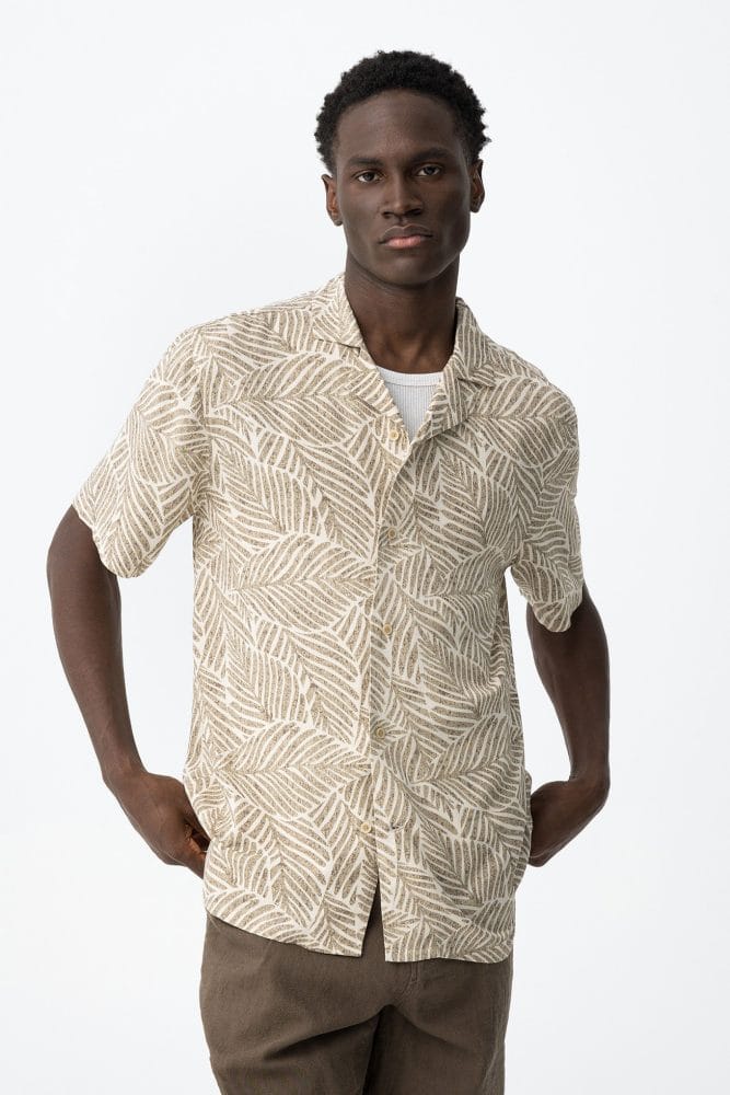 Camisa manga corta estampada beige Ref. Vincenzo