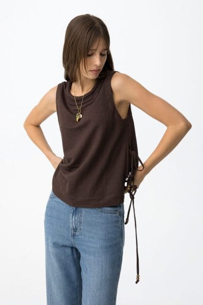 Top sin mangas lazos marrón Ref. Bresha