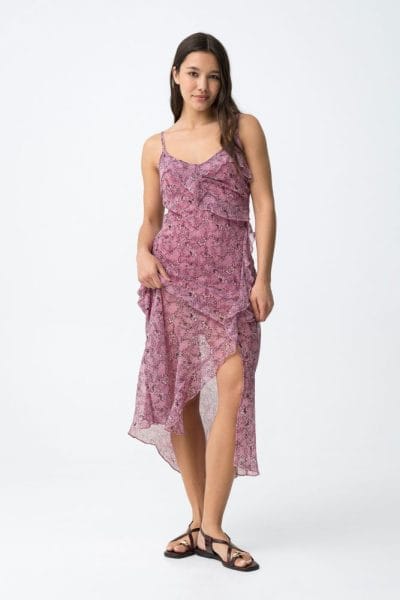 Vestido largo volantes estampado rosa Ref. Paquita