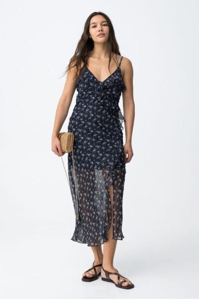 Vestido largo volantes estampado marino Ref. Paquita