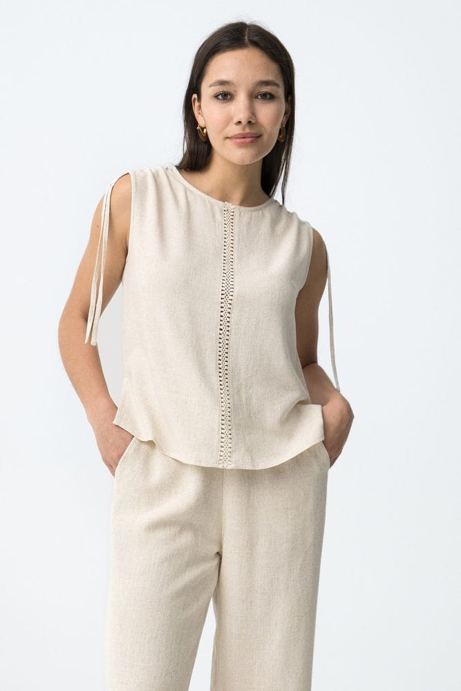 Top beige sin mangas Ref. Zeki