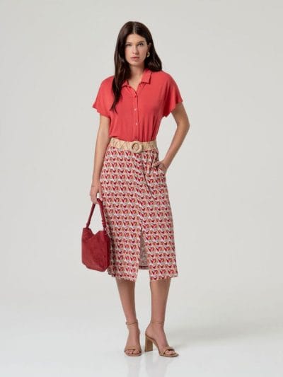 Alternative view of SURKANA Falda larga estampada con abertura Ref. Hivi