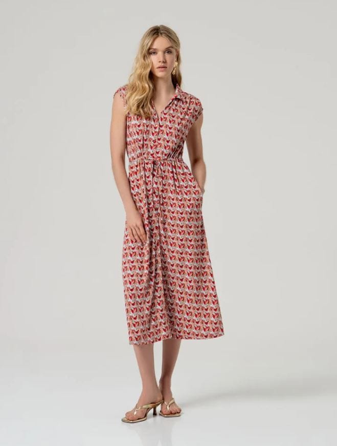 SURKANA Vestido midi camisero estampado