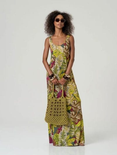 Alternative view of SURKANA Vestido largo estampado tirantes verde Ref. Mile