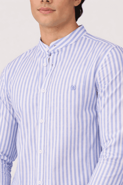 Alternative view of Camisa rayas azules cuello mao Ref. Kenia