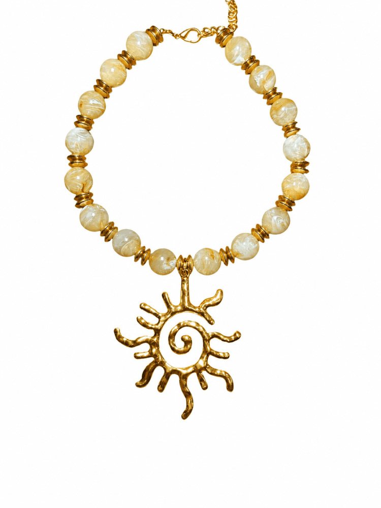 Collar sol esferas dorado