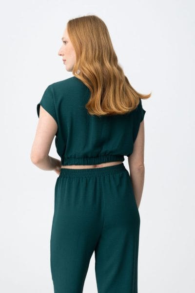 Alternative view of Camisa cropped verde Ref. Francesca