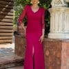 Vestido largo plumas buganvilla Ref. 4639