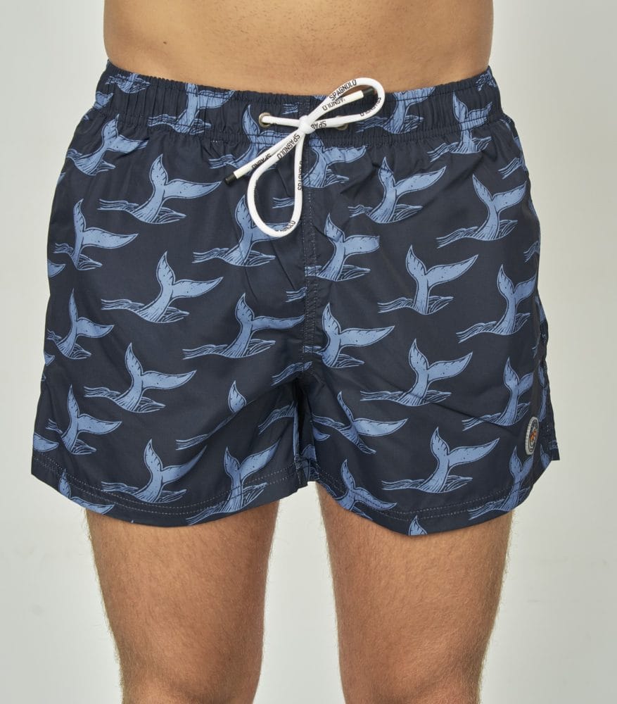 Spagnolo Bañador azul estampado ballenas Ref. 2641