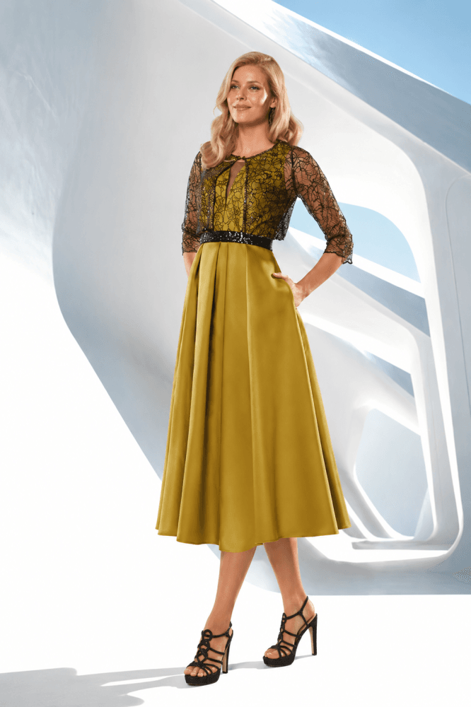 Vestido midi mikado lima Ref. 833-834