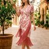Vestido midi estampado coral flecos Ref. 3067