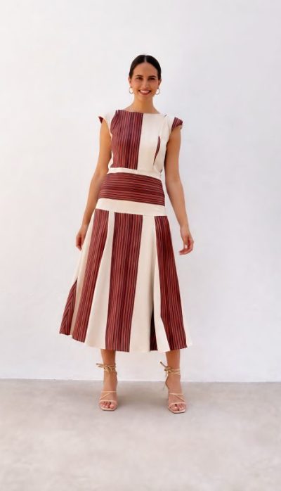 Vestido midi estampado marrón clavel Ref. 626-062