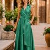 Vestido largo camisero sin mangas verde Ref. 3053