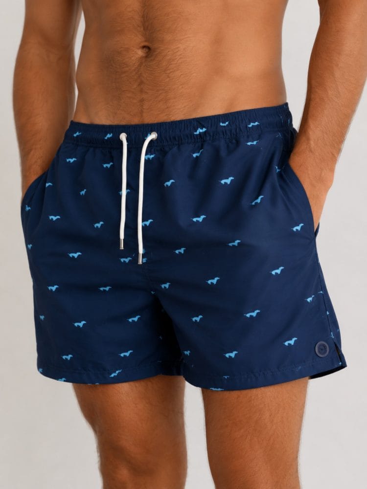 Bañador azul marino estampado teckel Ref. 301